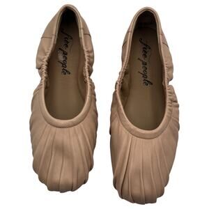 Free People Cara Ruched Pleated Slip On Leather Ballet Flats Shoes Pink Size 6.5